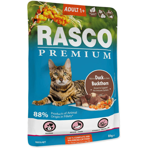 Hrana umeda pentru pisici Rasco Premium Sterilized Cod&Spirulina 85g